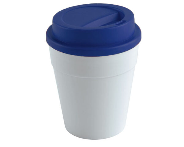 VASO 350 ML. CON TAPA DE PLASTICO LATE A2234 AZUL