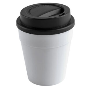 VASO 350 ML. CON TAPA DE PLASTICO LATE A2234 NEGRO