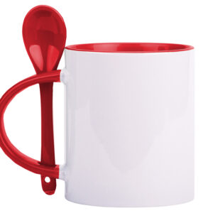 TARRO BICOLOR DE SUBLIMACIÓN C/CUCHARA ROJO