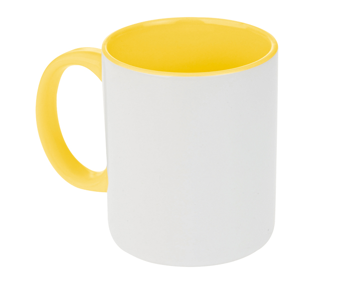 TARRO BICOLOR DE SUBLIMACIÓN 11 OZ ALINE A2463 AMARILLO
