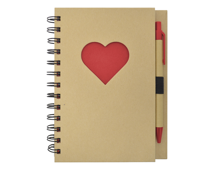 LIBRETA ECOLOGICA CORAZÓN LOVELY A2776 ROJO