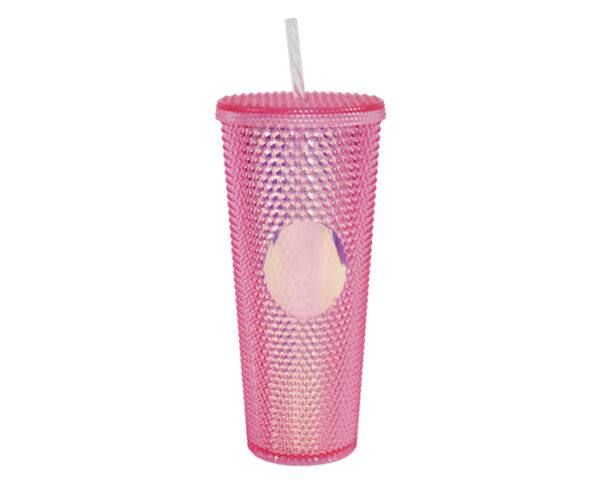 VASO DE PLÁSTICO DOBLE PARED TEXTURIZADO COCONUT A2927 ROSA