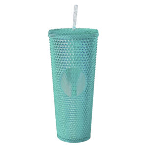 VASO DE PLÁSTICO DOBLE PARED TEXTURIZADO COCONUT A2927 TURQUESA