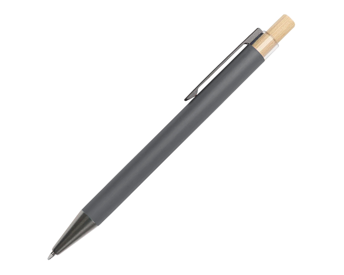 BOLIGRAFO DE ALUMINIO CON BOTON DE BAMBU TEACHER A2989 GRIS