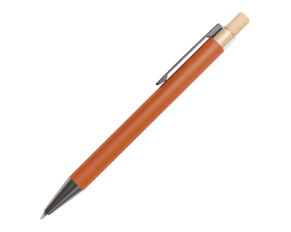 BOLIGRAFO DE ALUMINIO CON BOTON DE BAMBU TEACHER A2989 NARANJA