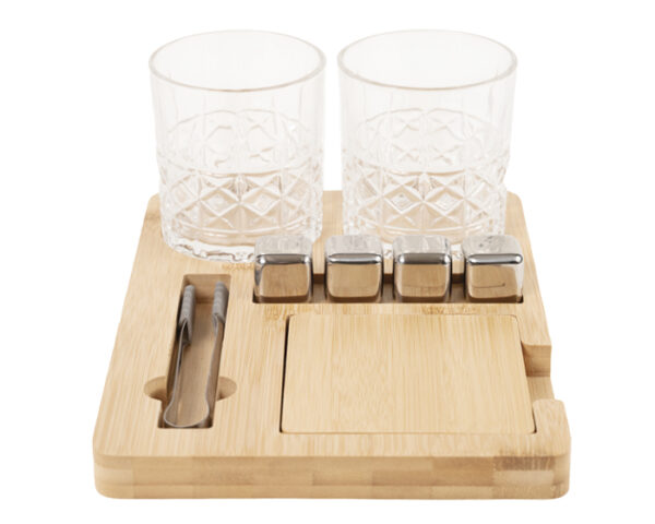 SET PARA WHISKY DE BAMBÚ, VIDRIO Y ACERO INOXIDABLE CHICAGO A3033 ÚNICO