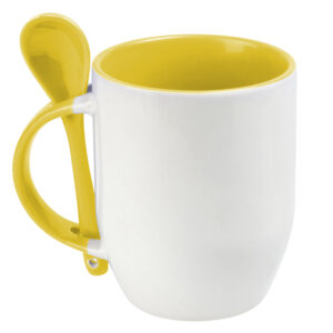 TARRO BICOLOR DE SUBLIMACIÓN C/CUCHARA AMARILLO