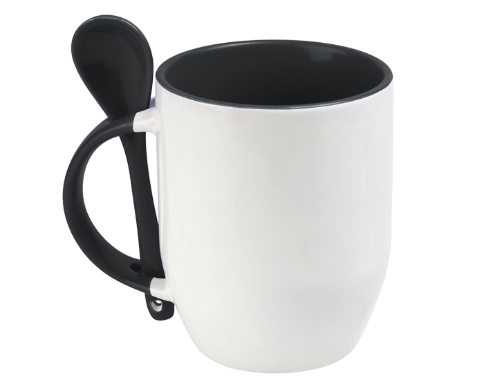 TARRO BICOLOR DE SUBLIMACIÓN C/CUCHARA NEGRO