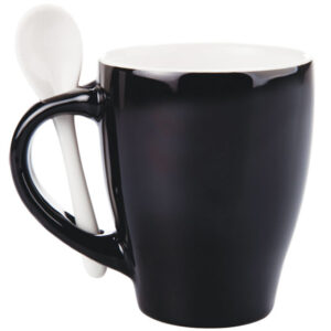 TAZA BICOLOR C/CUCHARA 12 OZ LONDON TAC11 NEGRO
