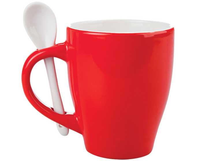 TAZA BICOLOR C/CUCHARA 12 OZ LONDON TAC11 ROJO