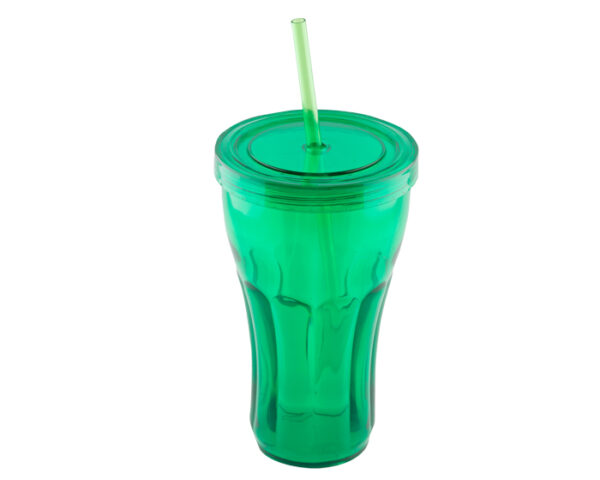 VASO DOBLE PARED CON POPOTE DE 500 ML ZODA VAP3558 VERDE